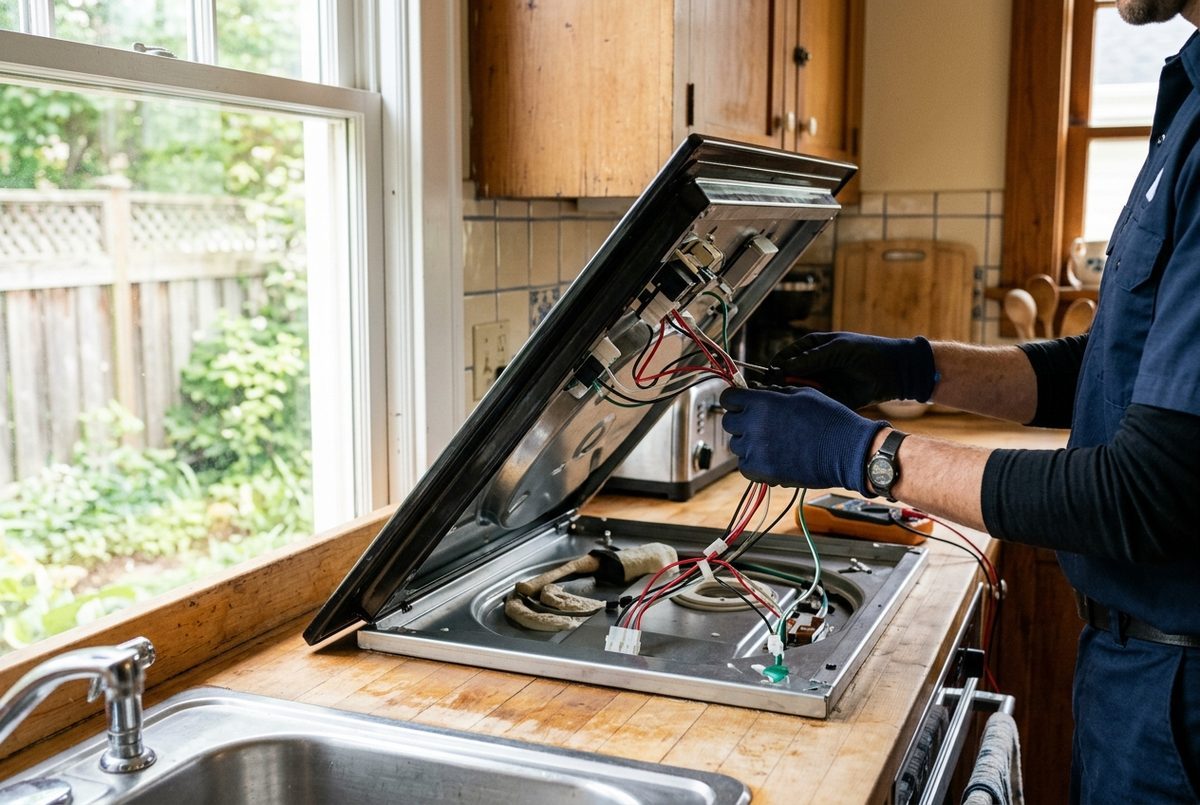 Cooktop Repair technician at work
