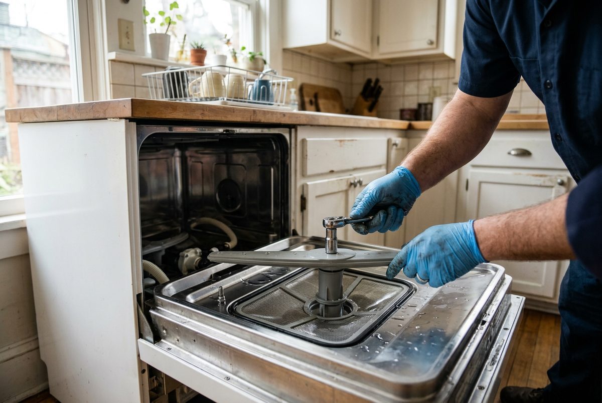 Dishwasher Repair technician at work