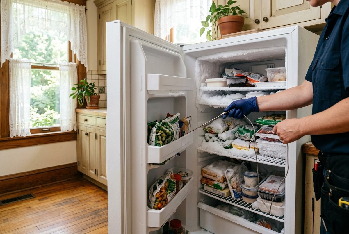 Freezer Repair technician at work