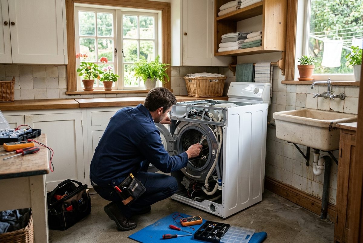 Washer Repair technician at work